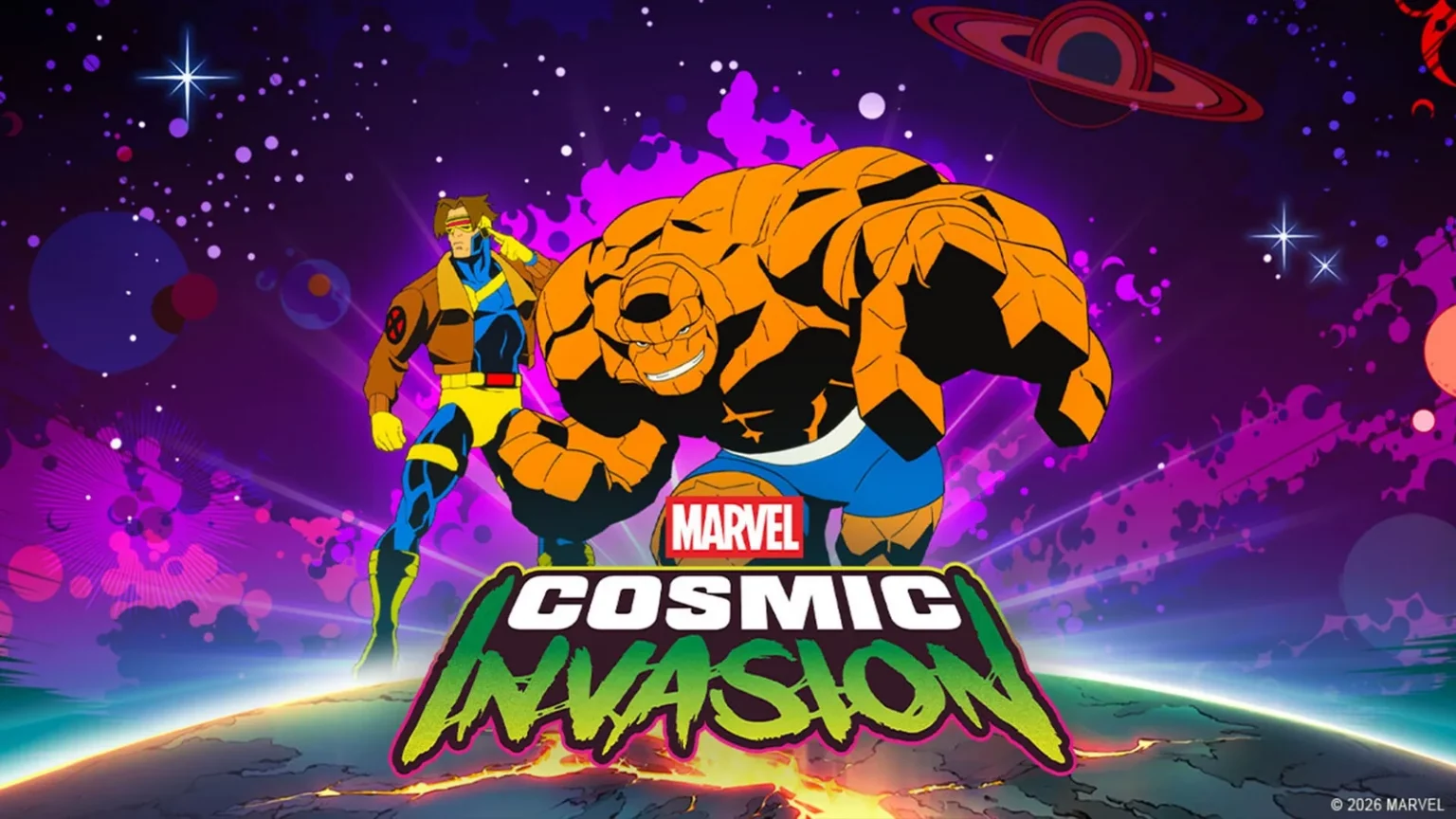 Cyclops et La Chose dans le DLC Marvel Cosmic Invasion, beat'em up arcade de Dotemu et Tribute Games