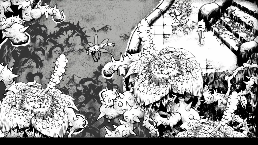 Helix Descent N Ascent, capture officielle du puzzle-aventure monochrome de Badass Mongoose