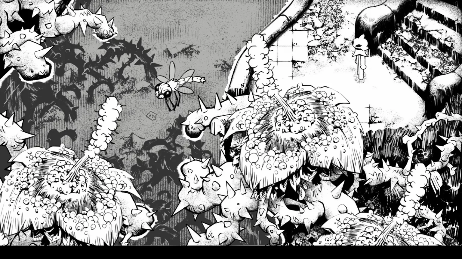 Helix Descent N Ascent, capture officielle du puzzle-aventure monochrome de Badass Mongoose