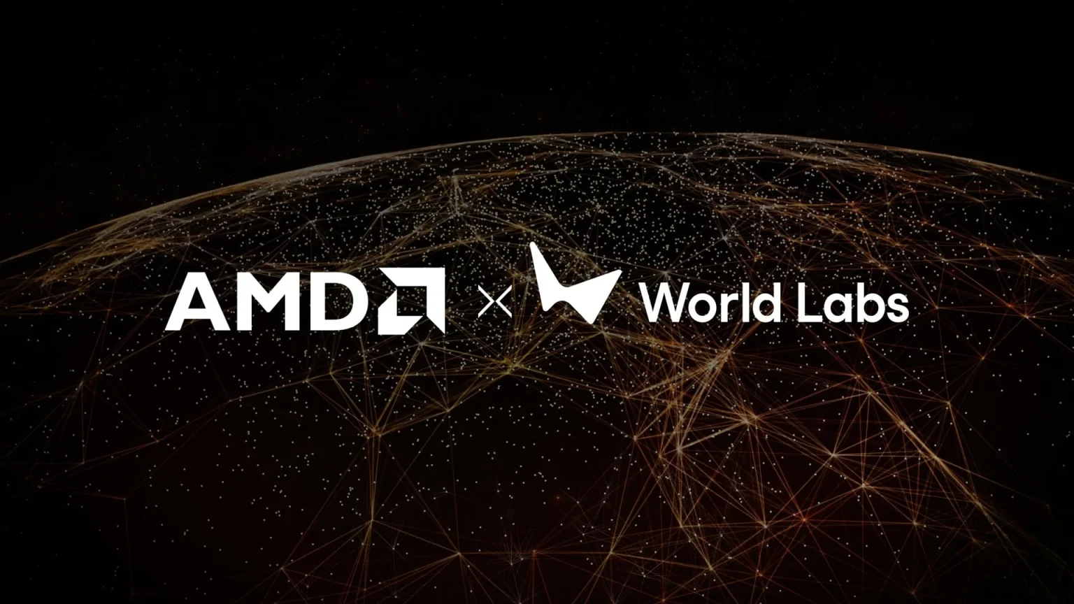AMD rachète World Labs pour 8,2 milliards : Fei-Fei Li devient chief scientist Logos AMD et World Labs sur fond de réseau numérique, visuel officiel du rachat