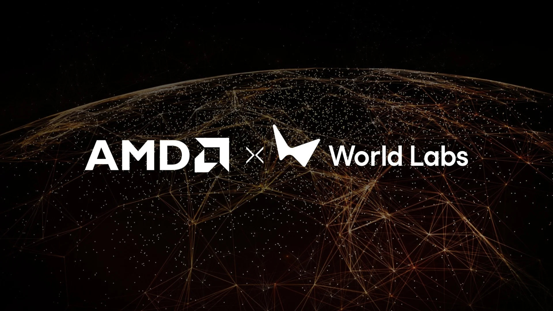 Logos AMD et World Labs sur fond de réseau numérique, visuel officiel du rachat