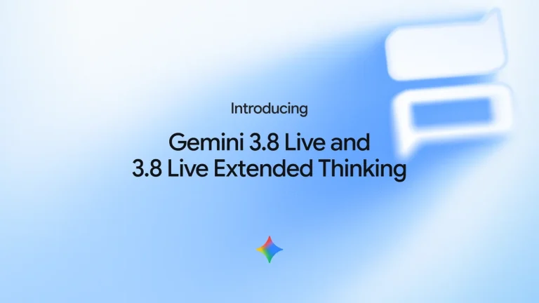 Visuel officiel Google Gemini 3.8 Live, modèles de dialogue vocal