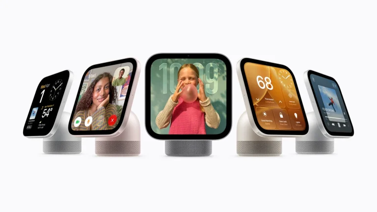 Apple HomeView versions table et murale sur fond clair