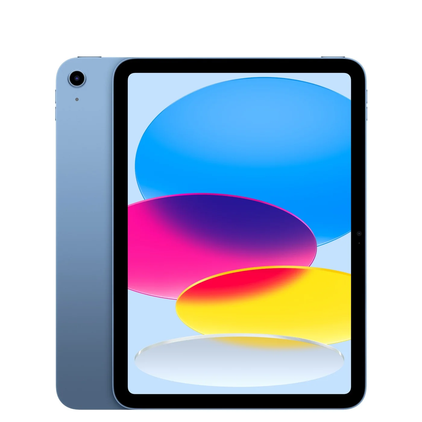 iPad A16 bleu, vue face, photo produit Apple Store.