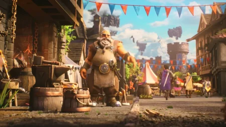 Forgeron dans une ville médiévale de Gielinor, image extraite du teaser de RS4, le quatrième MMO RuneScape sous Unreal Engine